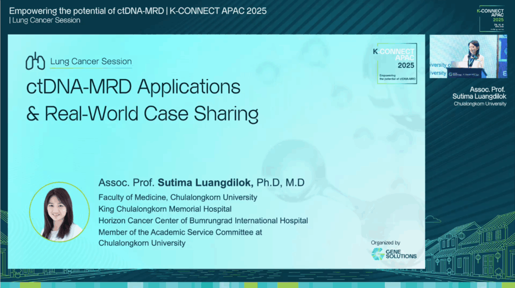 kconnect.genesolutions.com real world application of ctdna mrd in early stage lung adenocarcinoma two clinical case analyses 4. lung session dr. sutima thumbnail - The K-CONNECT Platform